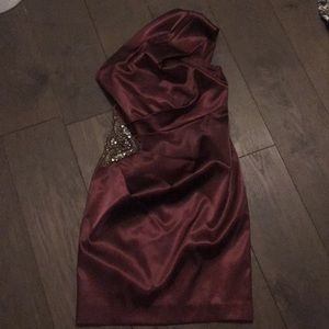 Eggplant satin cocktail dress